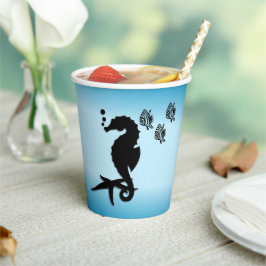 Gobelets En Papier Coupe de papier bleu Sea Horse