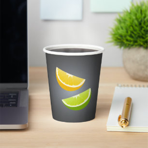 Gobelets En Papier Coupe de papier Citrus avec tranches de citron et