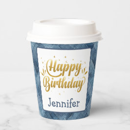 Gobelets En Papier Coupe de papier d'anniversaire Denim Blue Jean
