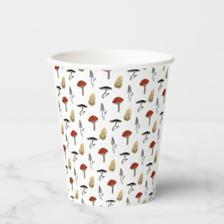 Gobelets En Papier Coupe de papier de récolte de champignons - blanc