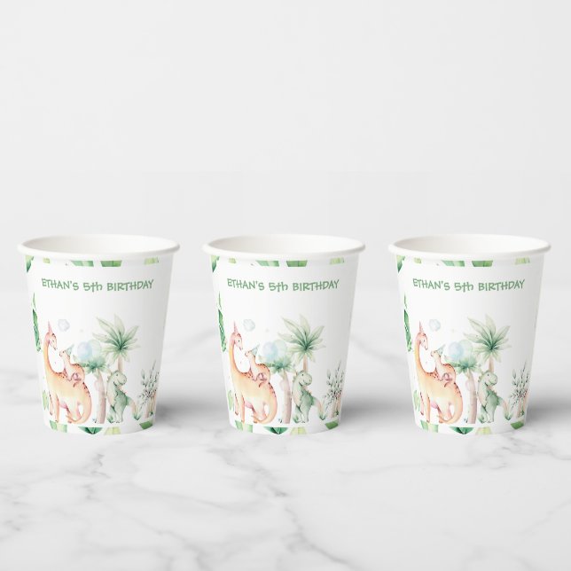 Gobelets En Papier Coupe de papier Dinosaure personnalisée (Multi)