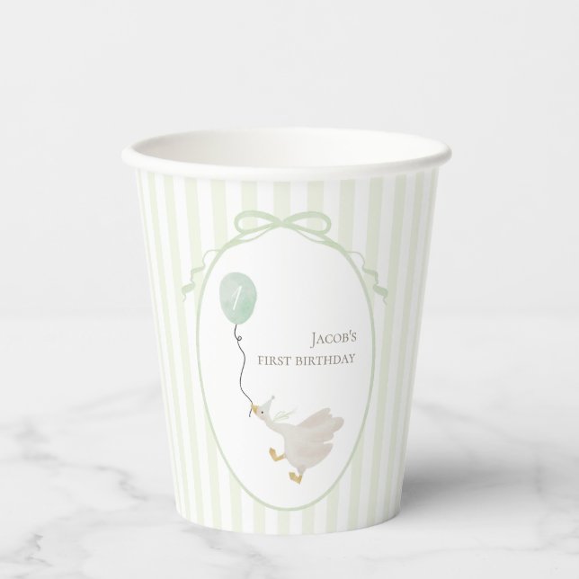 Gobelets En Papier Coupe de papier d'oie soie verte Sage (Recto)