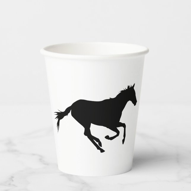 GOBELETS EN PAPIER COUPE DE PAPIER EN CHEVAL NOIR (Recto)