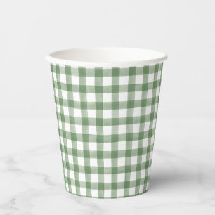 Gobelets En Papier Coupe de papier En vichy vert