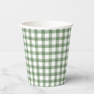 Gobelets En Papier Coupe de papier En vichy vert