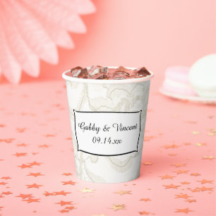 Gobelets En Papier Coupe de papier Mariage en dentelle blanche