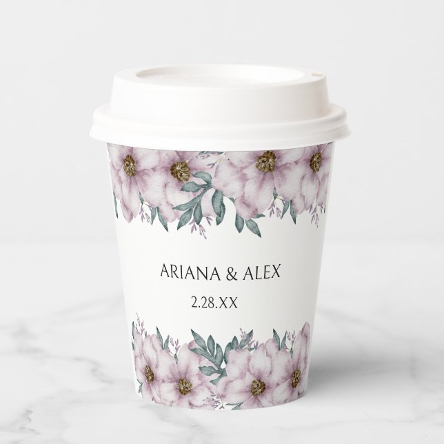 Gobelets En Papier Coupe de papier Mariage Floral Eucalyptus (Recto)