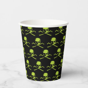 Gobelets En Papier Coupe De Papier Motif Crâne Vert Et Crossbones