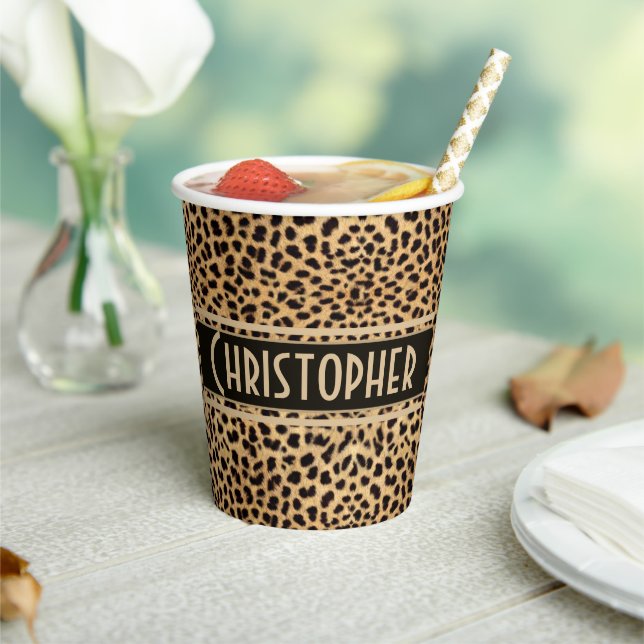 Gobelets En Papier Coupe de papier personnalisée Leopard Spot Peau (Insitu)