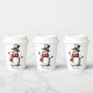 Gobelets En Papier Coupe de papier Snowman avec couvercle