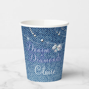 Gobelets En Papier Coupe Diamants et Denim Party Paper