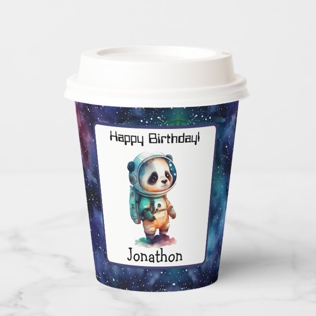 Gobelets En Papier Coupe du papier d'anniversaire de l'astronaute spa (Recto)