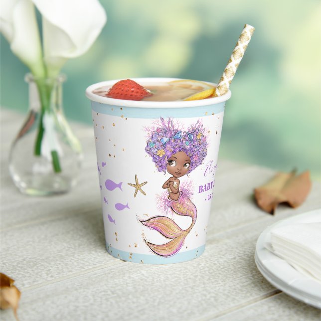 Gobelets En Papier Coupe en Baby shower de sirène Brown (Insitu)