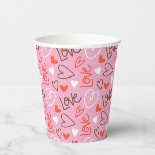 Gobelets En Papier Coupe en papier de coeur d'amour scrite
