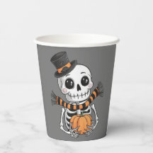 Coupe en papier d'illustration mignonne squelette