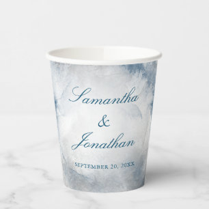 Gobelets En Papier Coupe en papier Mariage couleur bleu et gris hiver