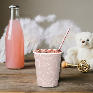 Gobelets En Papier Coupe en papier rose nuage de halo d'ange céleste