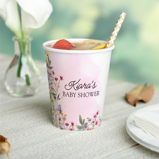 Gobelets En Papier Coupe fleur sauvage Baby shower papier (Insitu)