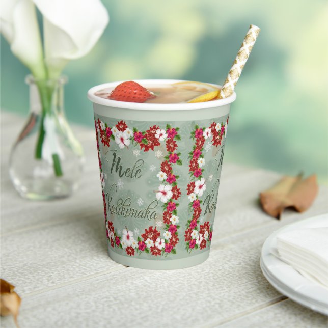 Gobelets En Papier Coupe Hawaïenne de papier Mele Kalikimaka de Noël (Insitu)
