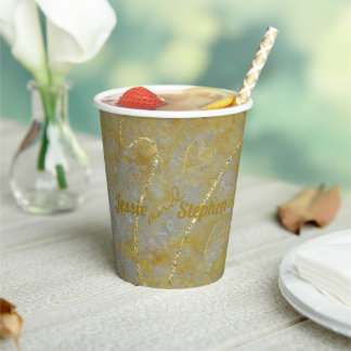 Gobelets En Papier Coupe mariage de papier doublure argent