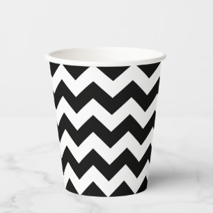 Gobelets En Papier Coupe Motif Chevron noir et blanc