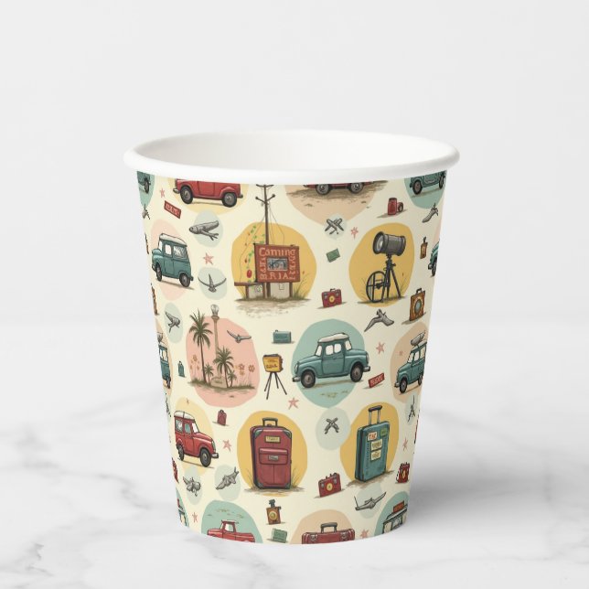 Gobelets En Papier Coupe papier avec Motif de voyage (Recto)