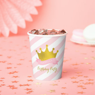 Gobelets En Papier Coupe Papier de la Princesse d'Anniversaire Rose e