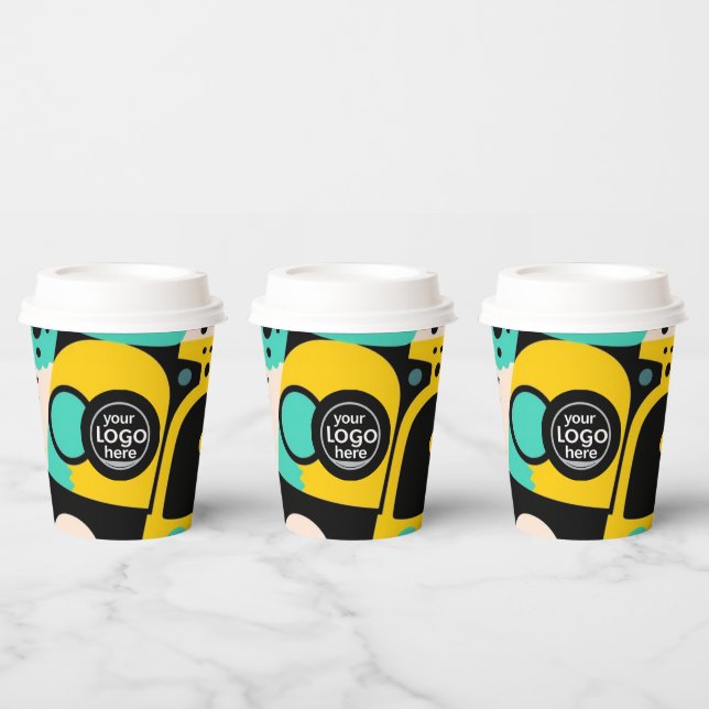 Gobelets En Papier Coupe papier retro Logo personnalisée 8oz (Multi)