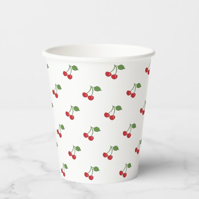 Gobelets En Papier Coupe Retro Cerries en papier Motif (Recto)