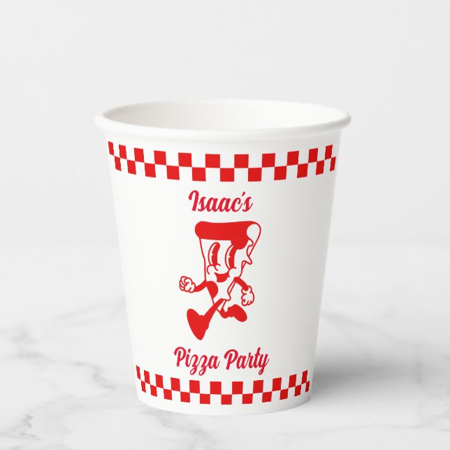 Gobelets En Papier Coupe Retro Pizza Party Paper (Recto)
