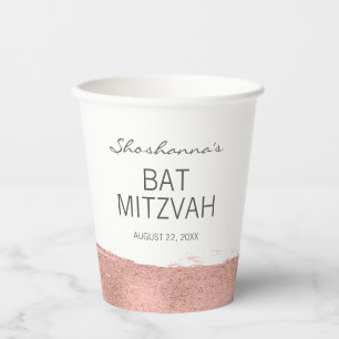 Gobelets En Papier Coupe rose Gold Brusch Bat mitzvah Paper