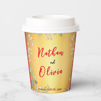 Gobelets En Papier Coupe rouge et or