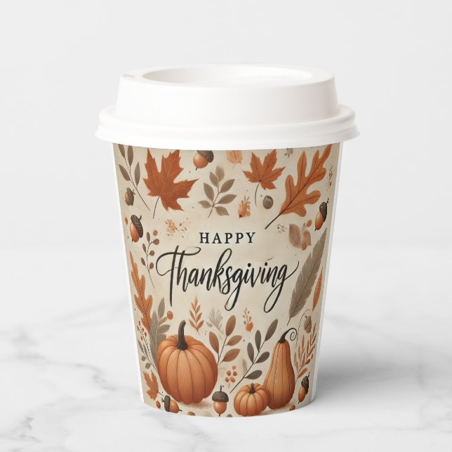Gobelets En Papier Coupe Thankesgiving 8oz Paper (Verso)