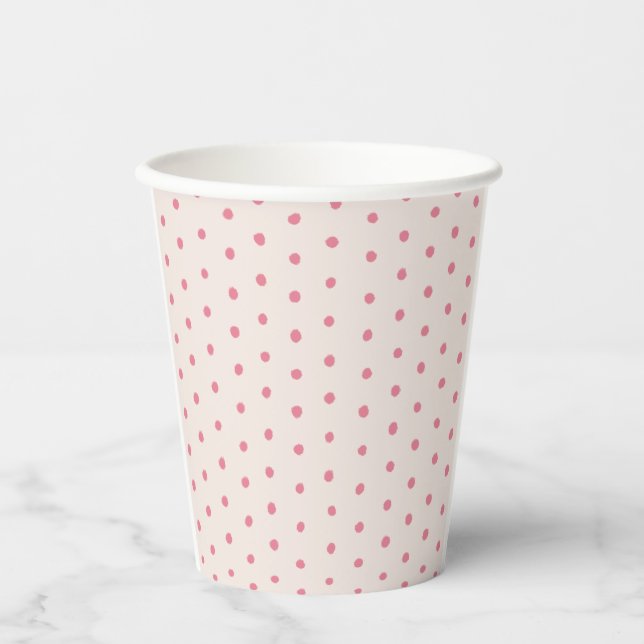 Gobelets En Papier Coupes à points Polka roses (Recto)