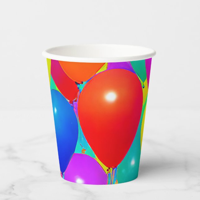 Gobelets En Papier Coupes d'anniversaire avec conception de ballon (Recto)