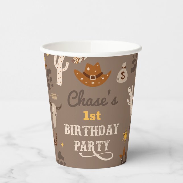 Gobelets En Papier Coupes de fête de cowboy | Coupes Western Party (Gauche)