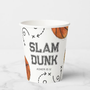 Gobelets En Papier Coupes de la partie de basket-ball en aquarelle