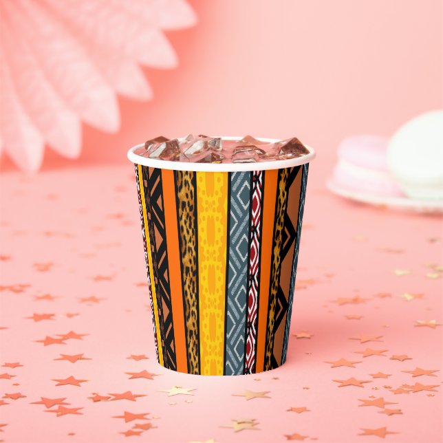 Gobelets En Papier Coupes de papier à matrices africaines (Insitu)