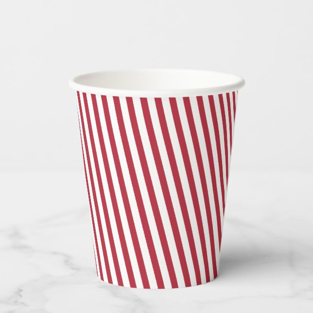 Gobelets En Papier Coupes de papier à rayures amusantes, rouges et bl (Verso)