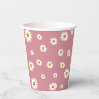 Gobelets En Papier Coupes de papier à thème Dusty Rose Daisy