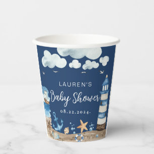 Gobelets En Papier Coupes de papier Baby shower nautique