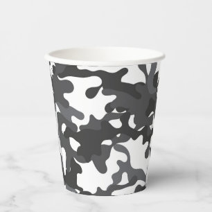 Gobelets En Papier Coupes de papier camouflage blanc et gris