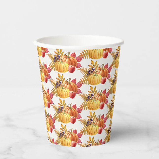 Gobelets En Papier Coupes de papier Citrouilles de Thanksgiving (Recto)