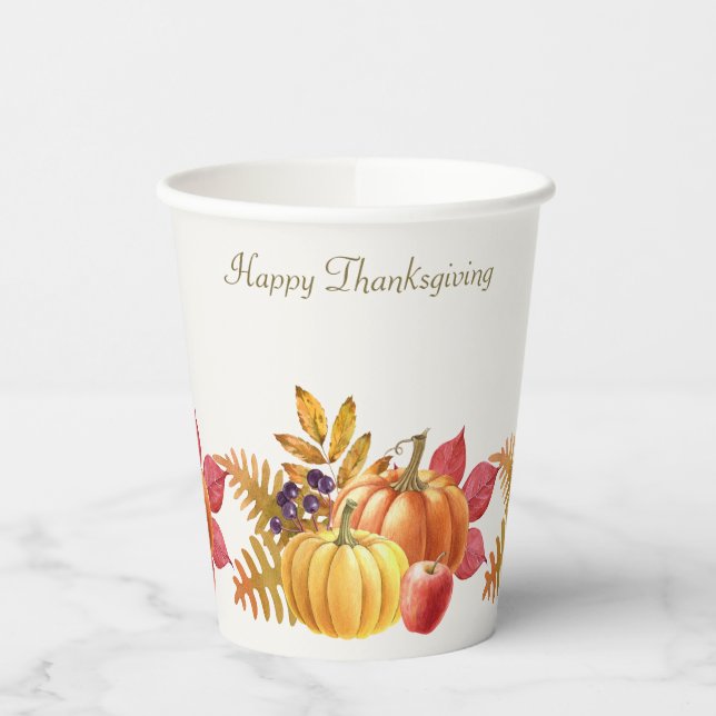 Gobelets En Papier Coupes de papier Citrouilles de Thanksgiving (Gauche)