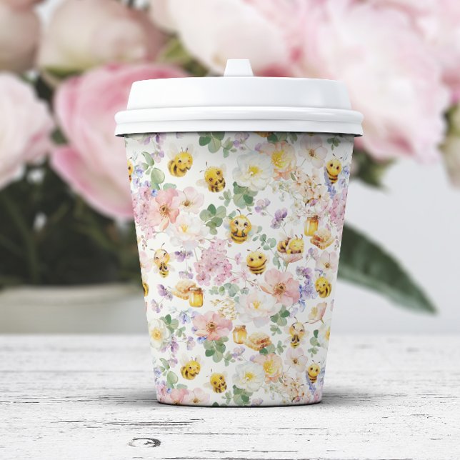 Gobelets En Papier Coupes de papier d'abeille mignonnes (Cute Baby Bee Paper Cups by Painted Paperie
)