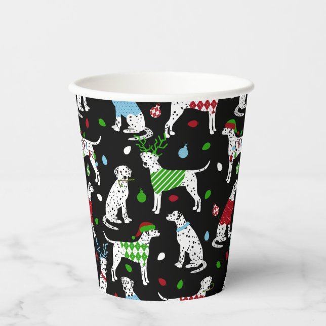 Gobelets En Papier Coupes de papier dalmate de Noël (Recto)