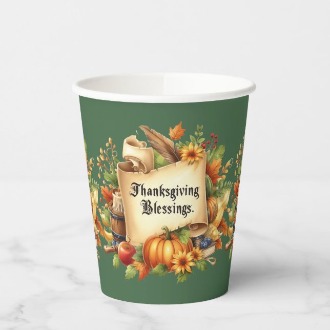 Gobelets En Papier Coupes De Papier De Bénédiction De Thanksgiving (Gauche)