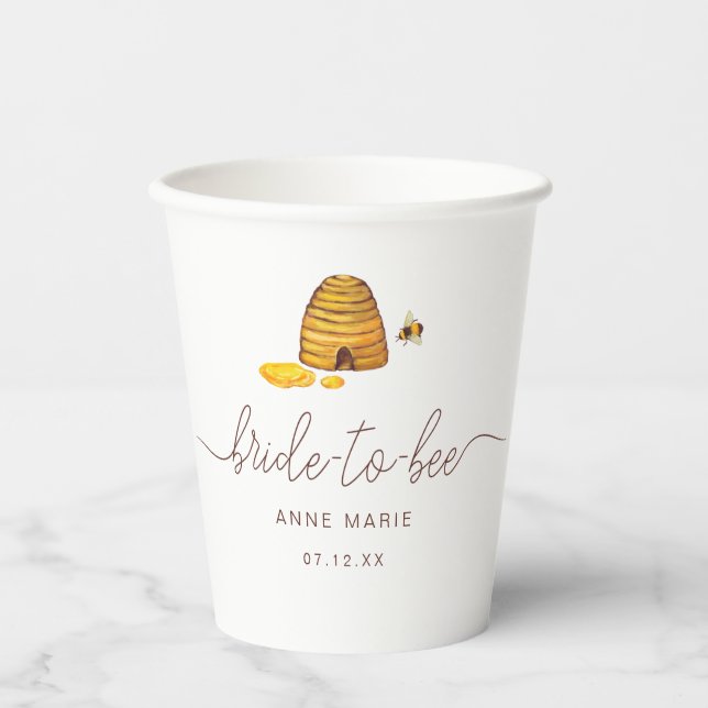 Gobelets En Papier Coupes de papier de boisson de mariée à bee (Recto)