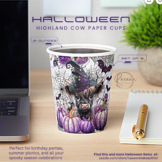 Gobelets En Papier Coupes de papier de vache Halloween Highland (Créateur téléchargé)
