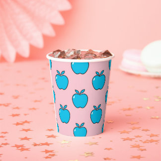Gobelets En Papier Coupes de papier d'été de la pomme bleue Impressio